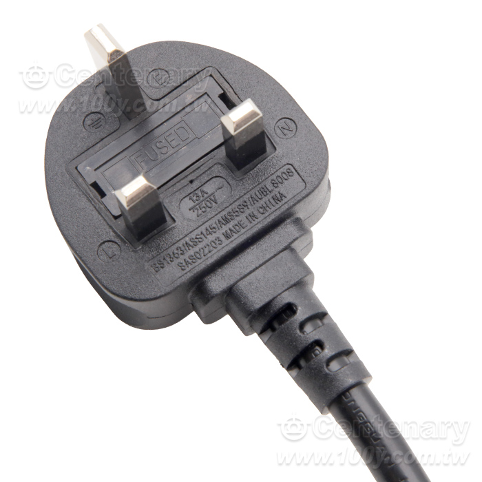 16AWG(1.5mm2) UK Style 3-Conductor Power Cord BSI 1.8M - 162771 Product Image