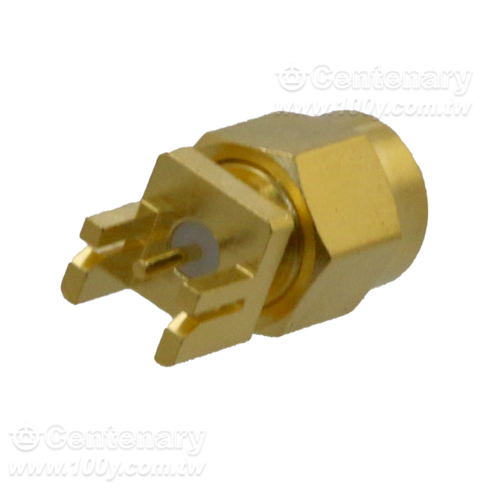 SMA Plug PCB Mount end launch (T=0.6)  With Round Contact; 18GHz VSWR 1.2 - 95909 Product Image