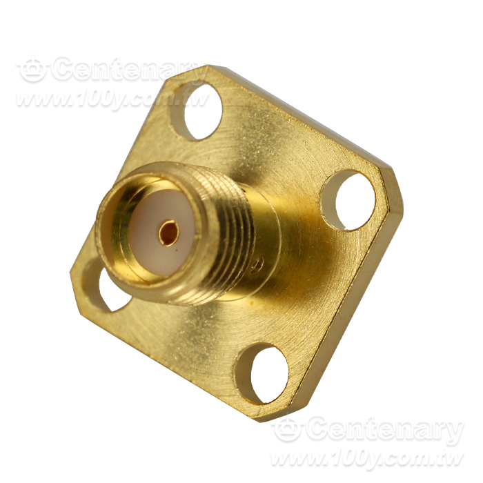 SMA jack SQ 12.7mm 4 hole flange with solder cup contact; 18GHz VSWR1.2 - 163382 Product Image