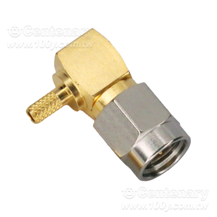 SMA plug crimp right angle for RG174,RG188,RG316; 11GHz VSWR1.2 - 163422 Product Image