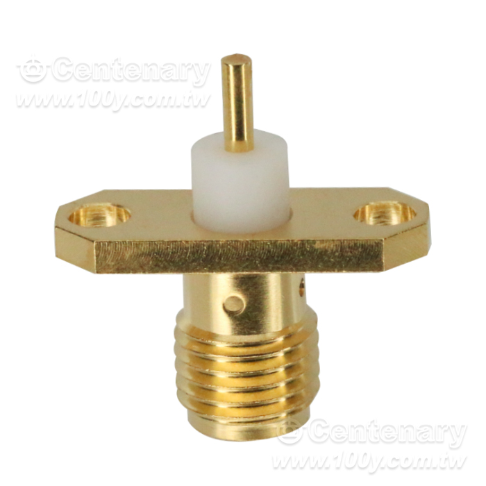 SMA jack Φ16mm 2 hole flange with round contact (Φ1.27;L=4.05), PTFE L=3; 18GHz VSWR1.2 - 163501 Product Image
