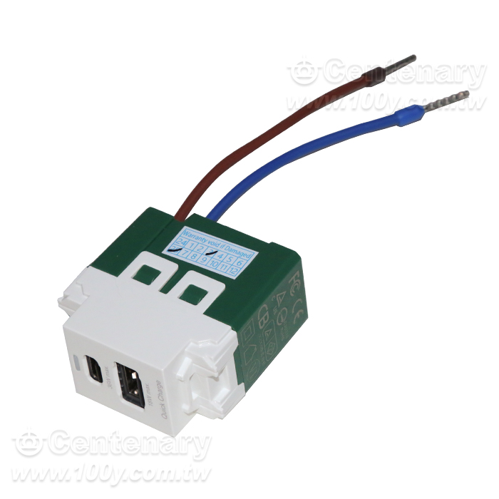 36W USB快充插座 1/3模組(可搭配Panasonic插座面板) C1:36W USB:18W MAX - 163729 Product Image