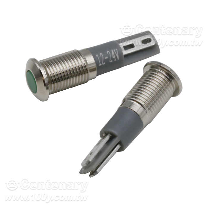 8mm插腳-平頭-金屬指示燈 12-24V 綠色 - 163951 產品圖片