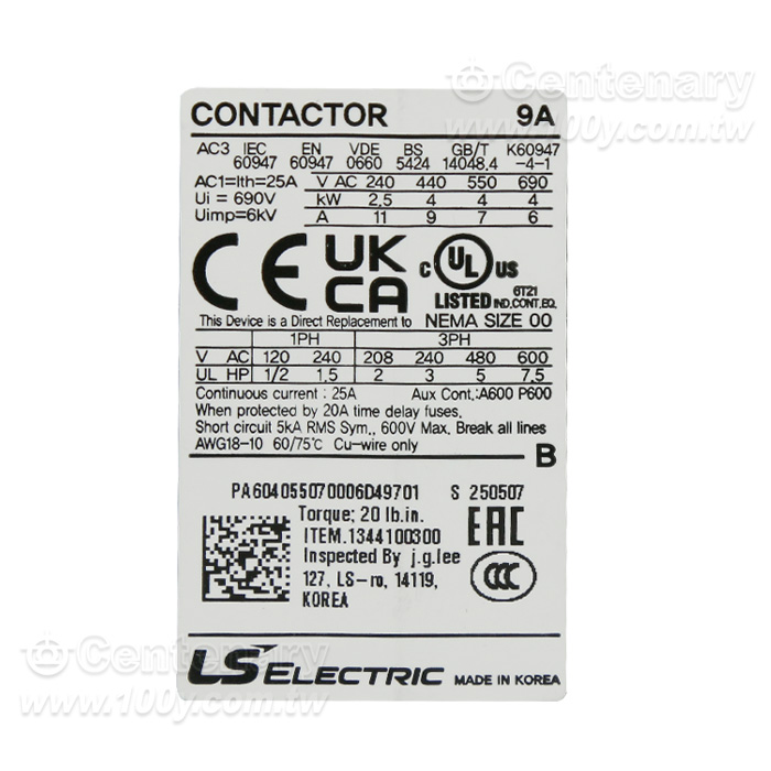 接觸器 3 Pole 9A - 96983 產品圖片