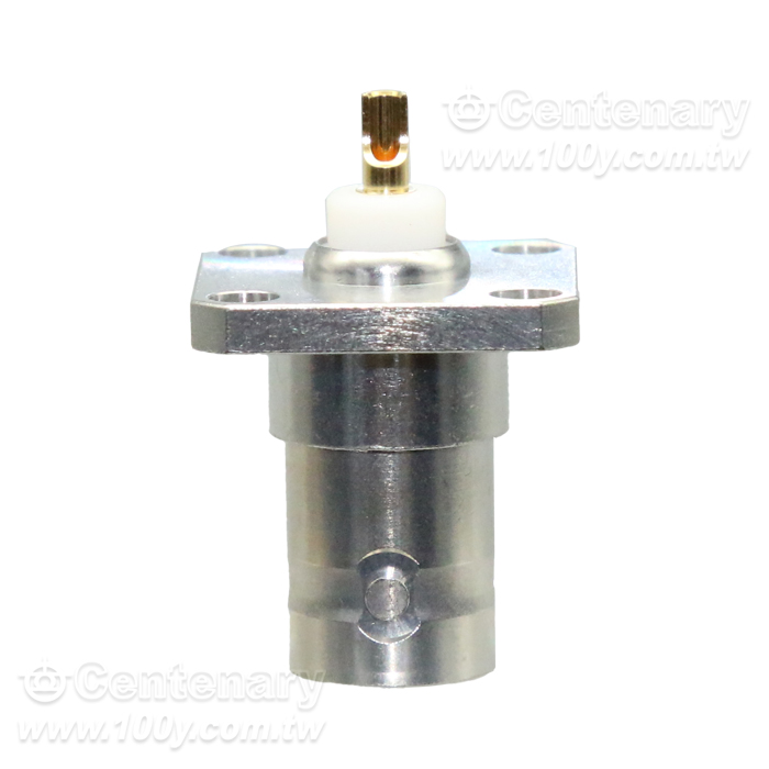 BNC Jack SQ 17.5mm 4 Hole Flange With Solder Cup Contact; 4GHz VSWR 1.2 - 98571 Product Image