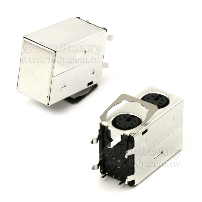 Shielded Double mini-DIN  PCB Mount Socket