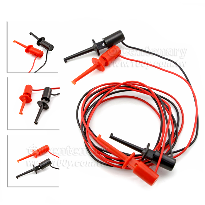 Test Leads with  Miniature Clip-On Plugs at Each End (Red+Black)
