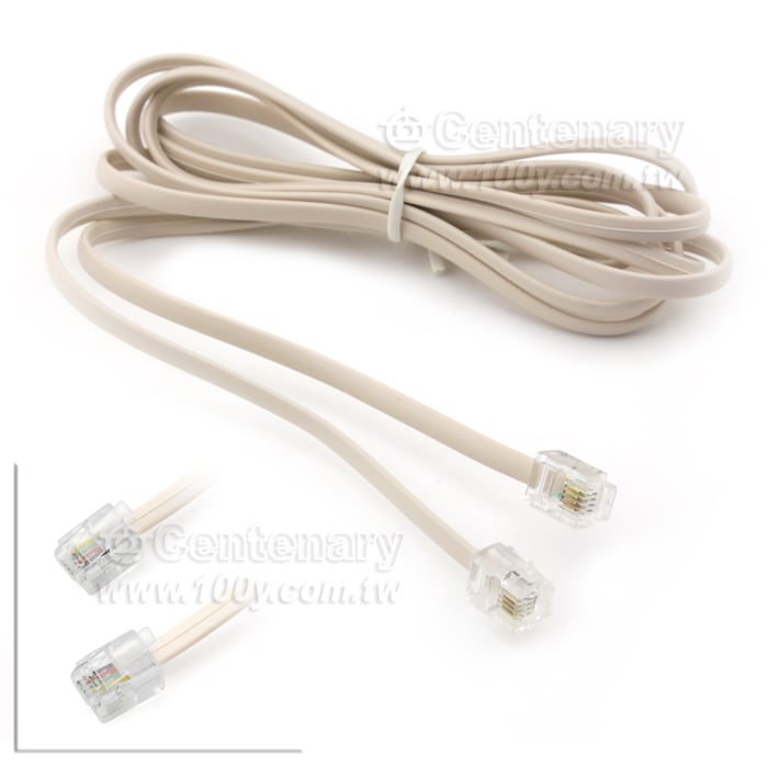 2公白電話線6P4C/25尺