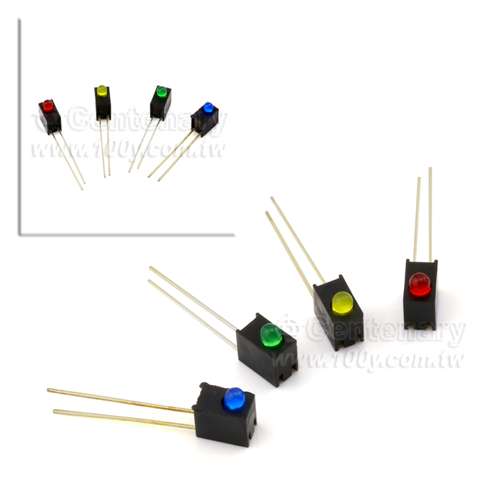 3mm單顆LED含座子，黃發黃光