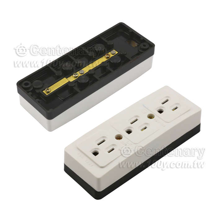 付接地三聯明插座15A/125V