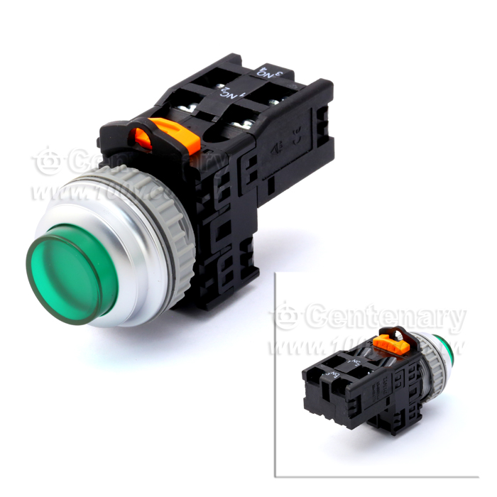 30mm按鈕開關24V鎢絲燈/1a1b綠凸頭 - 30591 產品圖片