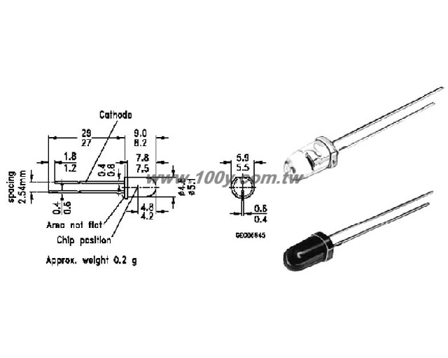  NPN Phototransistor  880nm - 35087 產品圖片