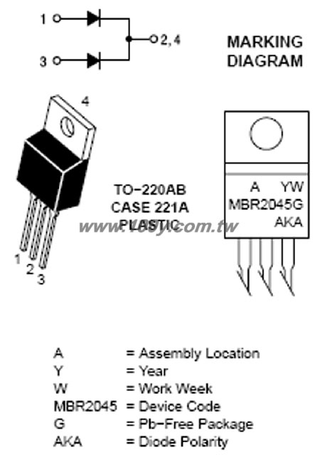 20 A, 45 V Schottky Rectifier - 35066 Product Image