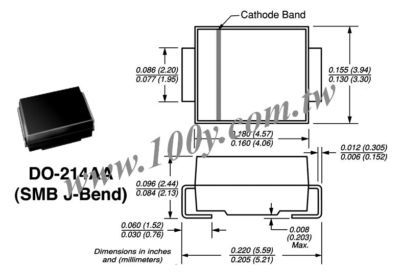 SURFACE MOUNT TRANSZORBＴ TRANSIENT VOLTAGE SUPPRESSOR - 39612 Product Image