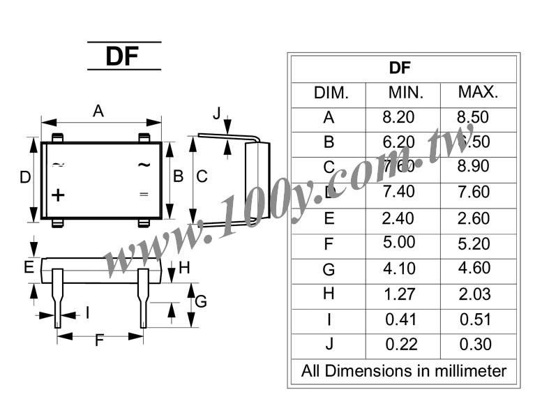 1A/600V Bridge Rectifier 無鉛