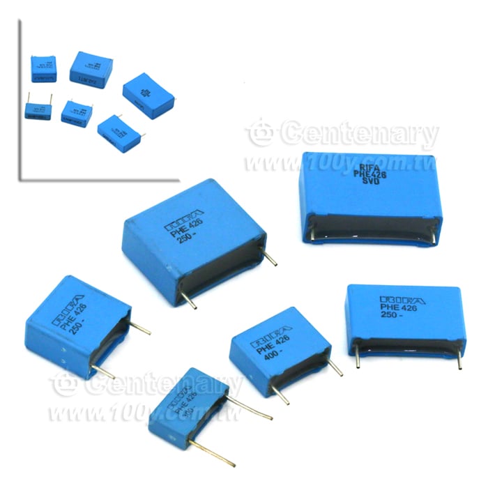 Single metallized film pulse capacitor, polypropylene dielectric