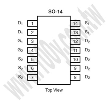MOSFET 2N-CH 20V 7.3A/9.9A SO14 - 77148 產品圖片