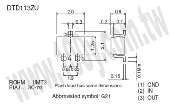 UMT3 (SOT-323) 50V 500mA - 79799 產品圖片