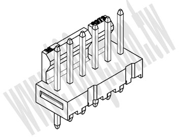 2.54mm Pitch KK Solid Header, Vertical, with Friction Lock, 6 Circuit, Tin (Sn) Plating - 89158 Product Image
