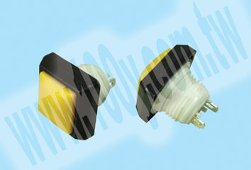 有段機電性小型不防水按鈕13.6mm 方形黃 - 90795 產品圖片