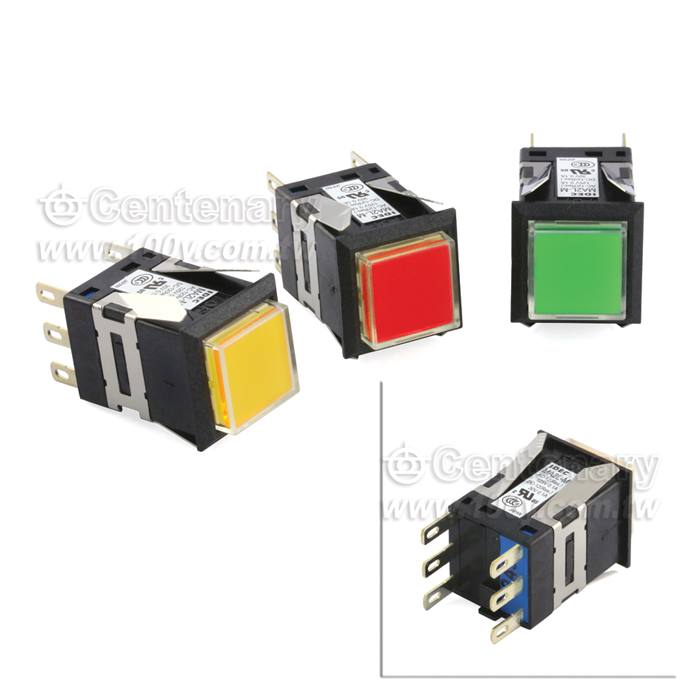 正方形照光按鈕開關 瞬時型 SPDT 綠色 - 105052 產品圖片