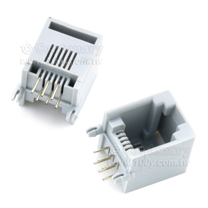 RJ12 電話插座 6P6C 灰色PCB 90° - 97657 產品圖片