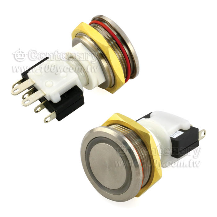Φ22mm防水型金屬按鈕開關 DC24V LED:白色 - 102229 產品圖片