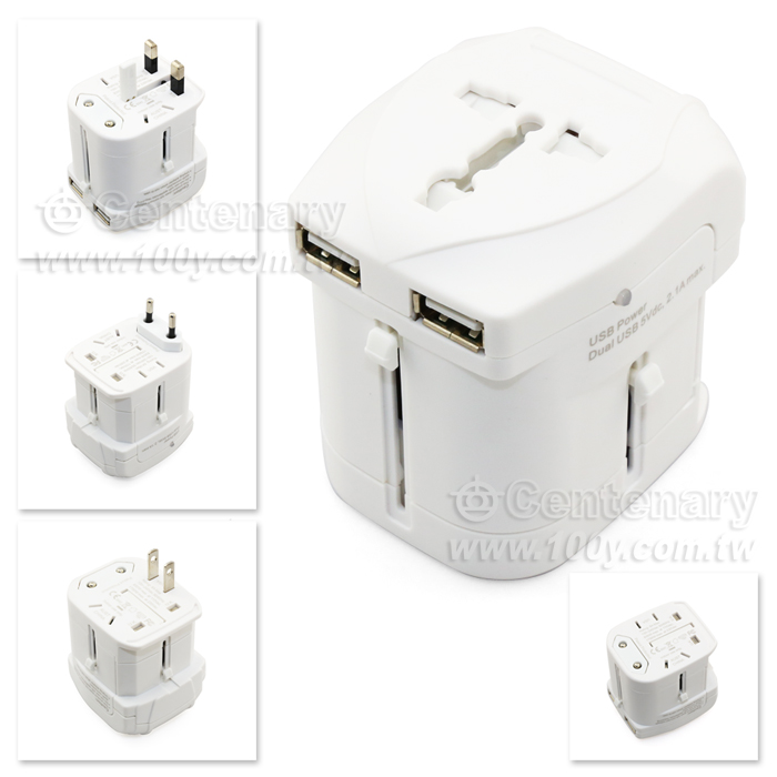 全球通用旅行轉換插座/雙USB 5V/2.1A 白色 - 102200 產品圖片