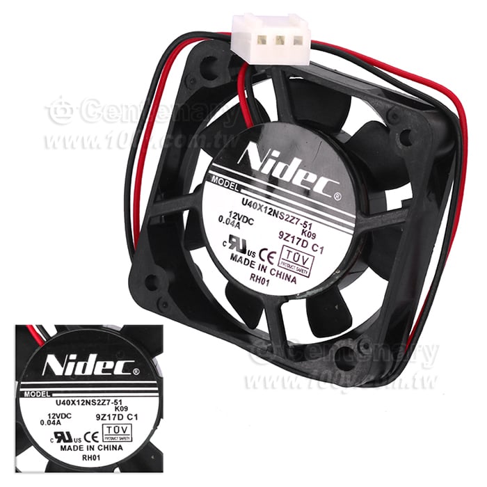 NIDEC_DC12V 帶線風扇 0.04A 0.48W40*40*10mm