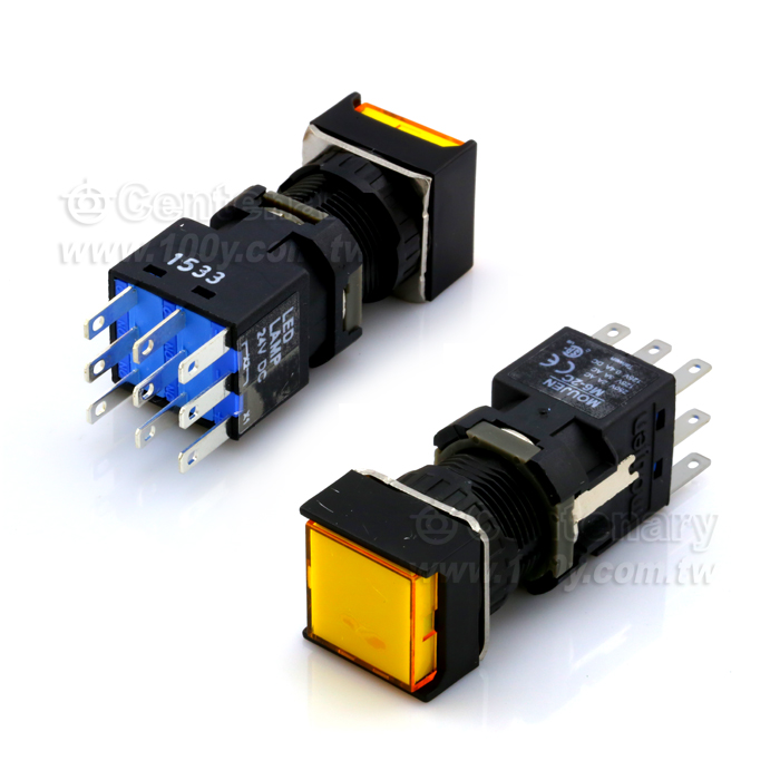 帶燈按鍵開關 黃色 LED 24VDC - 44182 產品圖片