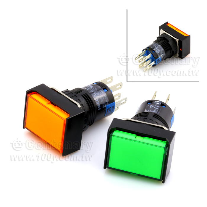 帶燈按鈕開關 長方基座 IP65 綠色 - 108173 產品圖片