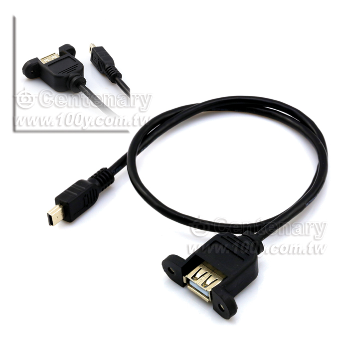 USB2.0母座(含固定座)轉MINI USB 公 - 108490 產品圖片