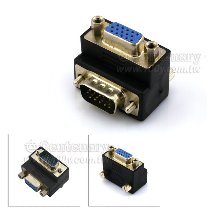 VGA 直角轉接頭 3排15公/15母 90度 - 102049 產品圖片