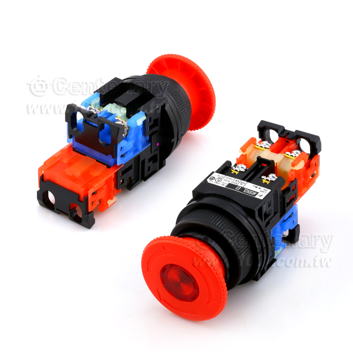 30mm 緊急按鈕開關 1NO+1NC LED 24V 紅色 - 109897 產品圖片