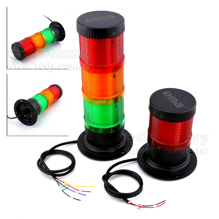 φ70 LED  1層警示燈-長亮型(配線) 24V/紅 - 110190 產品圖片