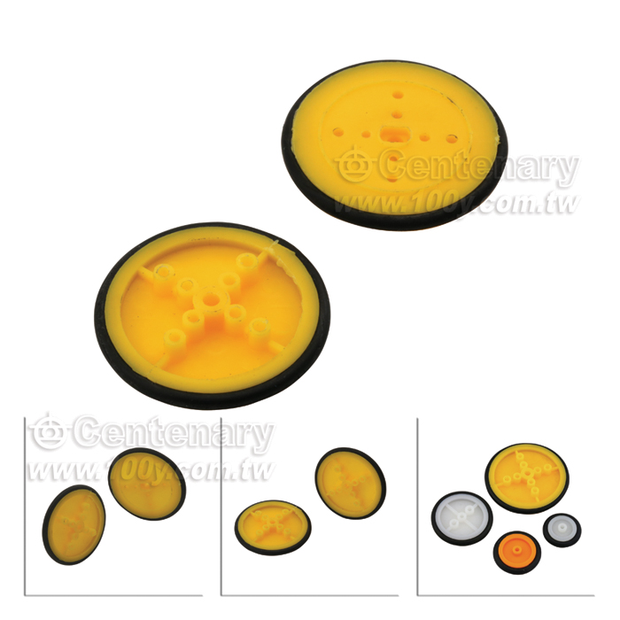 黃色橡膠小車輪 孔徑:2mm - 130352 產品圖片