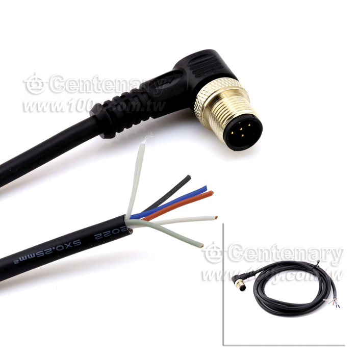 4P彎公頭 M12防水傳感器連接線 2M - 112501 產品圖片