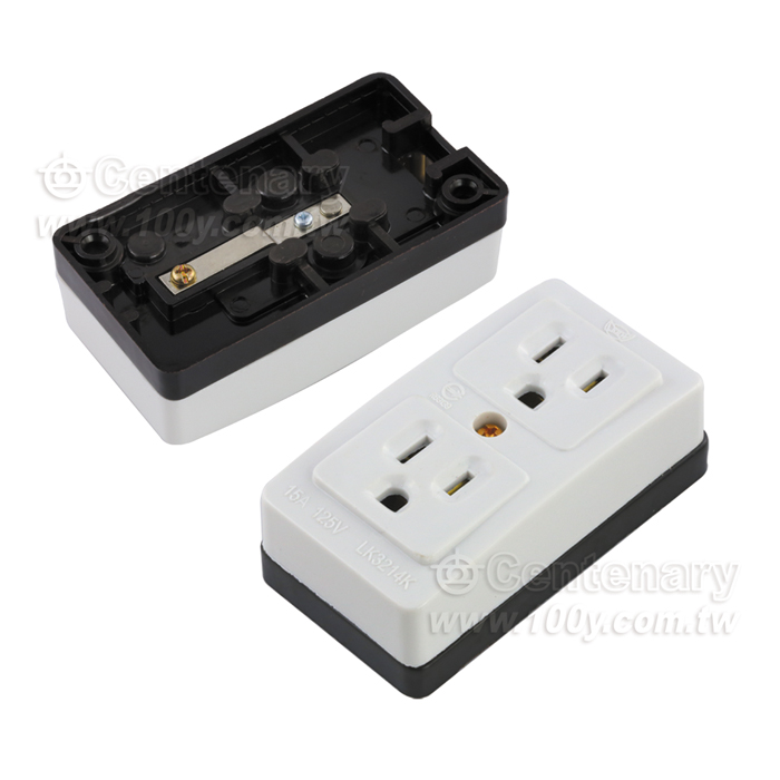 H型附接地雙連明插座15A/125V - 13012 產品圖片