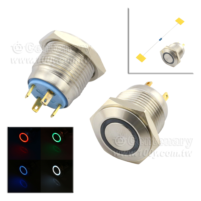 Φ16mm不銹鋼自復型焊線式 LED24V 藍色 - 113789 產品圖片