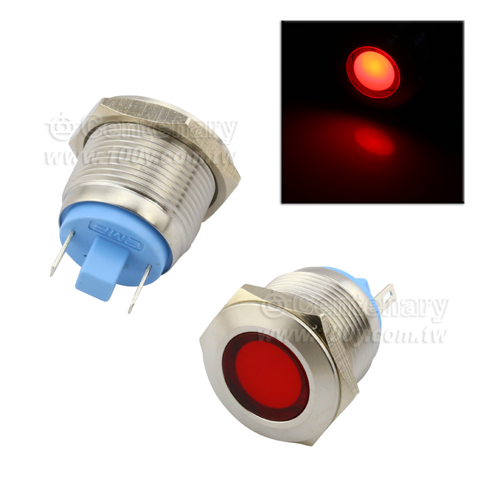 Φ19mm 金屬信號燈 LED24V 紅色 - 114017 產品圖片