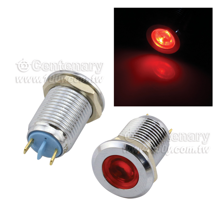 Φ12mm 金屬信號燈 焊接式 LED12V 紅色 - 113877 產品圖片