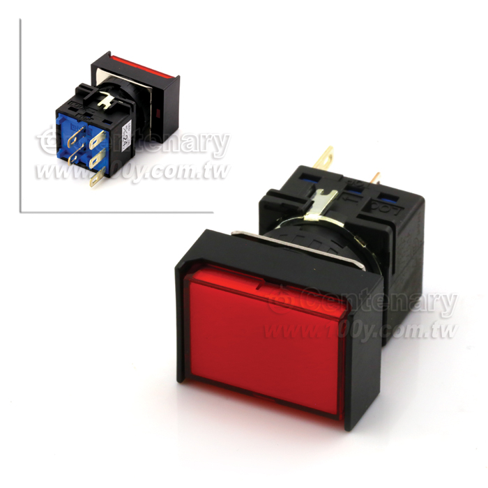 長方形按鈕開關 SPDT AC/DC24V 紅色 - 114418 產品圖片