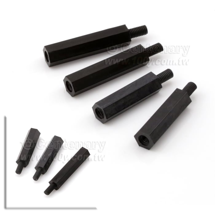 NYLON 66(UL) 公/母塑膠隔離柱 M3黑色