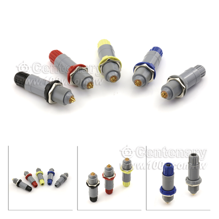 圓形推拉自鎖塑料連接器 7P 黃 - 121411 產品圖片