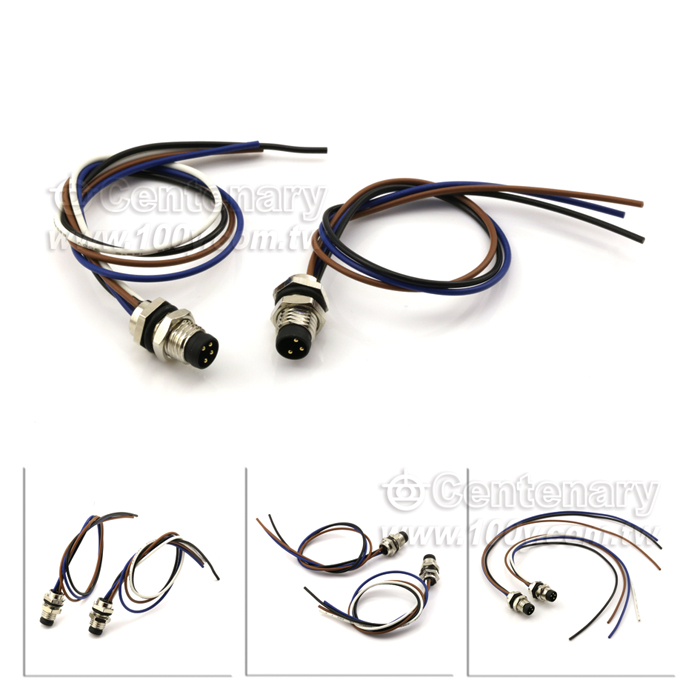 M8 Female Panel Mount Connector, Front Fastened, with Single Wires - 122012 Product Image