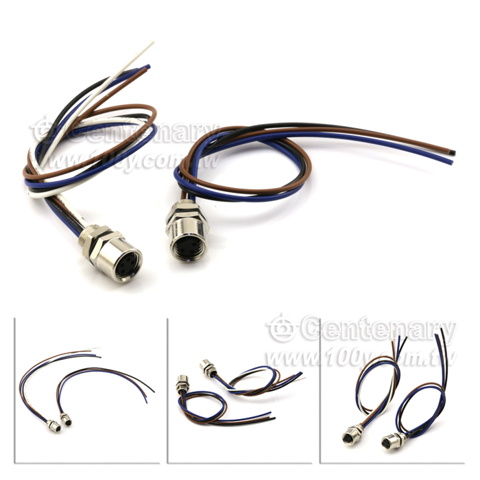 M8 Female Panel Mount Connector, Behind Fastened, with Single Wires - 122004 Product Image