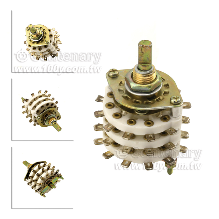 KCZ三層波段開關 3刀8檔 炳徑：6mm波段開關安裝孔：10mm - 124608 產品圖片