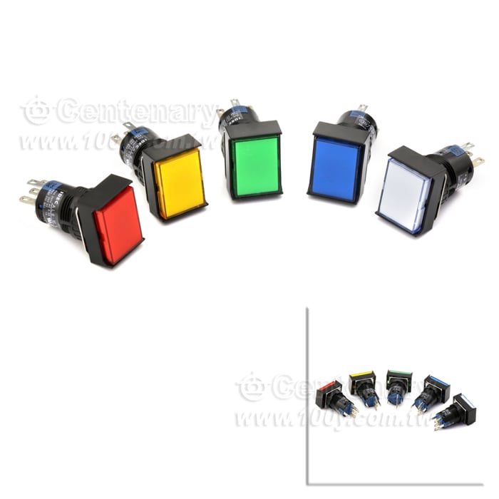 φ16 長方形LED照明復歸按鈕開關 白色 - 122979 產品圖片