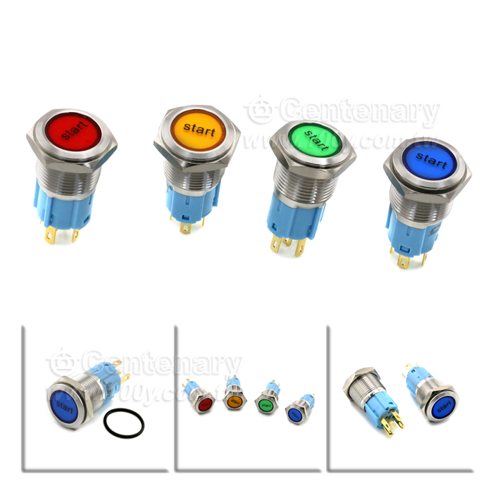 圓形發光金屬按鍵開關 紅色 16mm 12V - 131940 產品圖片