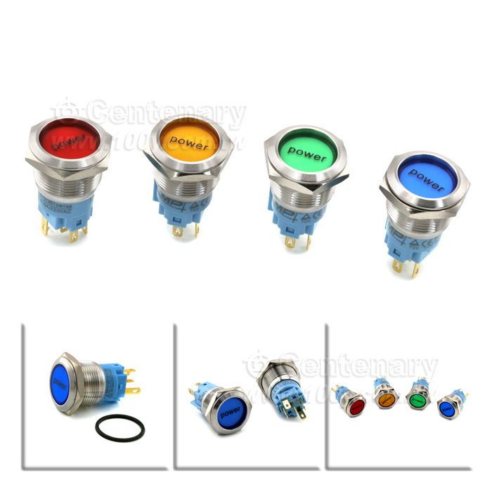 圓形發光金屬按鍵開關 藍色 19mm 12V - 131958 產品圖片